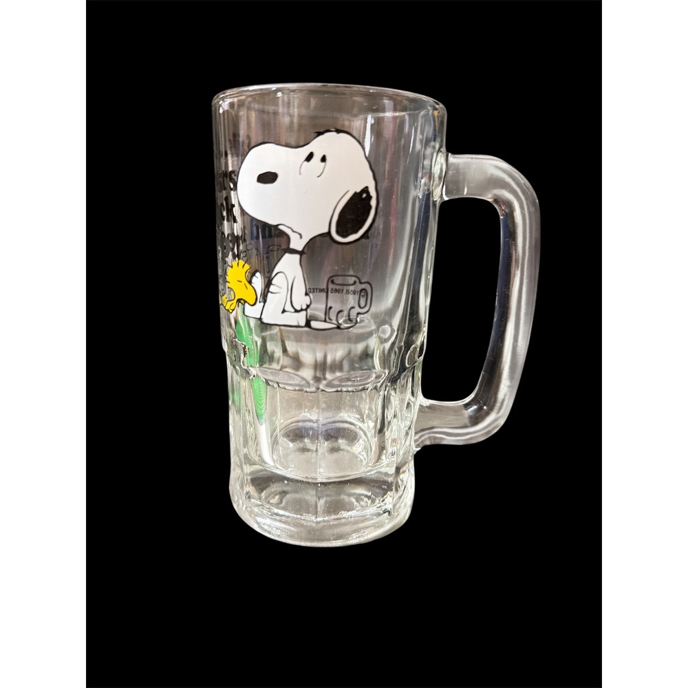 Vintage Peanuts Snoopy Woodstock Root Beer it‎ never fails Mug Glass Stein